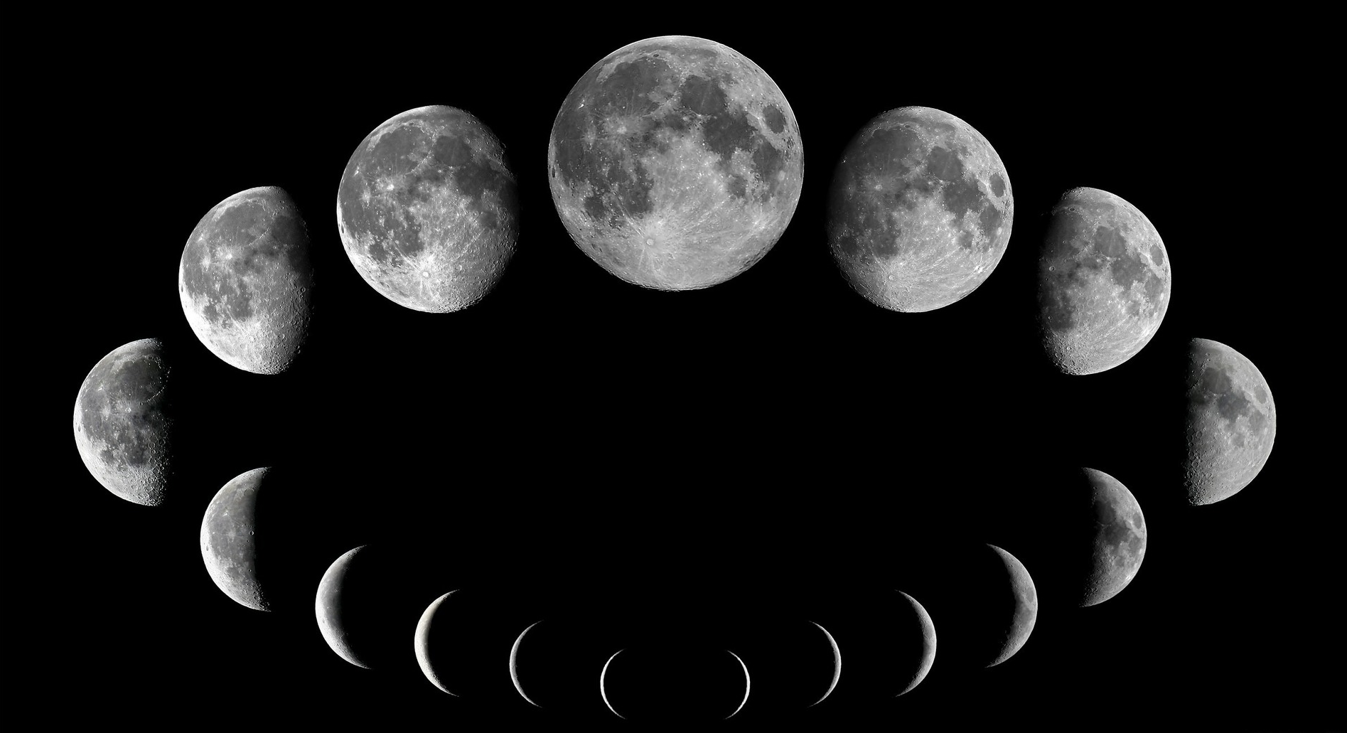 Новолуние и полнолуние. Фазы Луны фото. Лунный цикл. Третья четверть Луны. Луна в разных фазах.