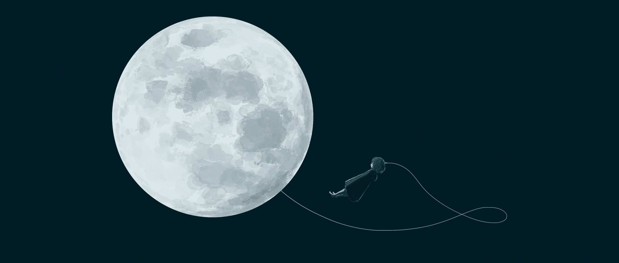 Воздушный шар на фоне Луны