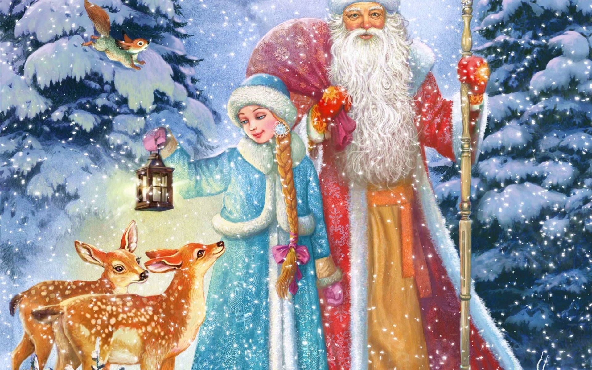 Традиции Старого Нового года, чудесные открытки с Дедом Морозом и пожелания счастья 14 января