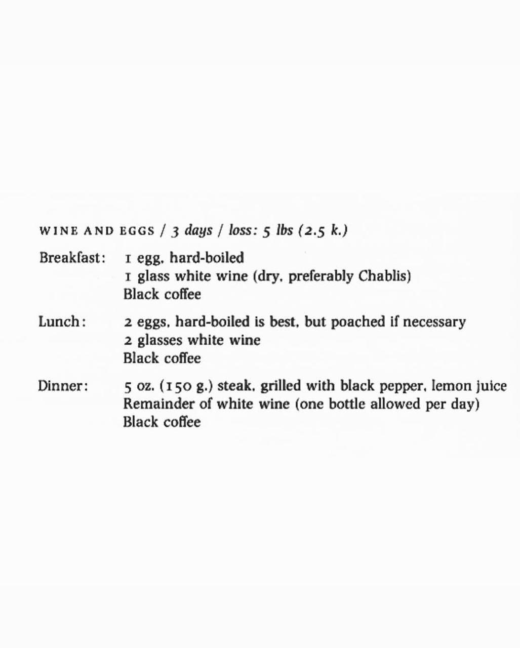 Диета из журнала Vogue за 1977 год