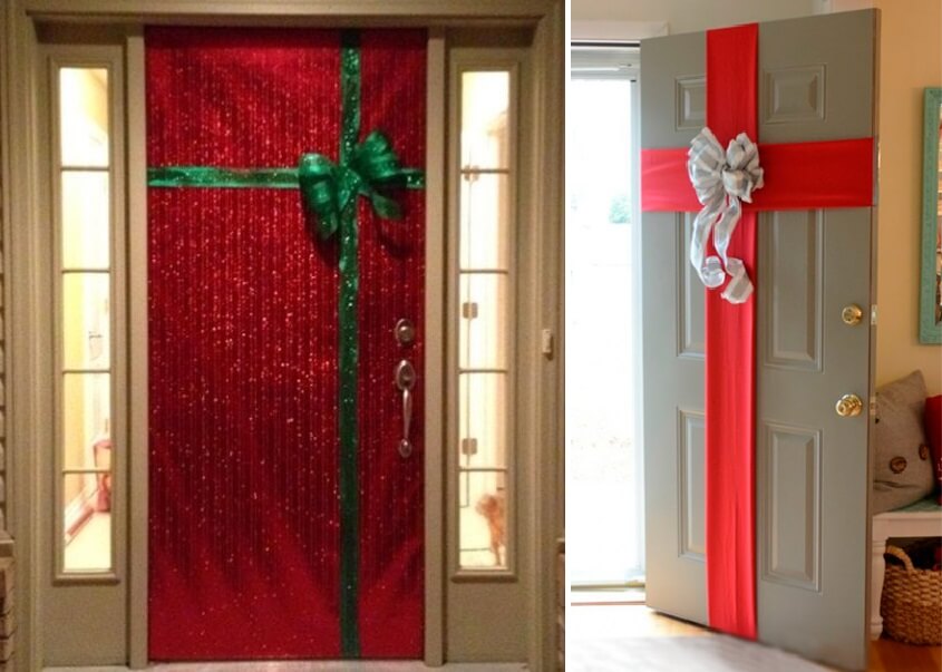 Как украсить входную дверь к Новому году
