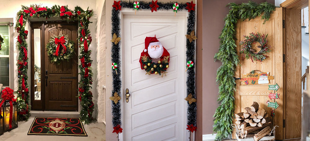 Как украсить входную дверь к Новому году