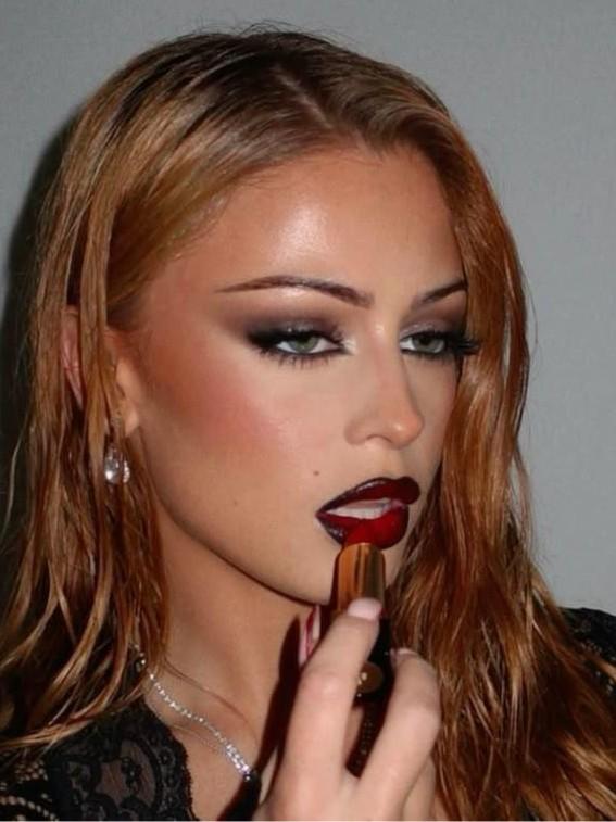 Вечерний макияж в винных оттенках