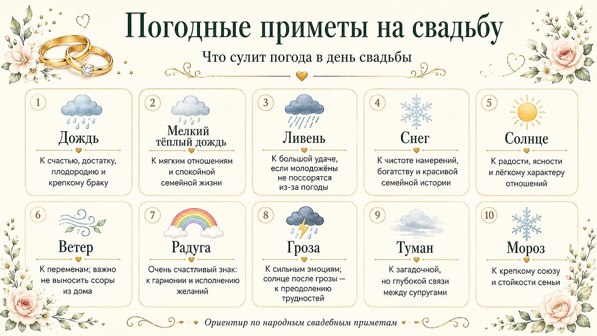 Гид по свадебным приметам для невесты и жениха