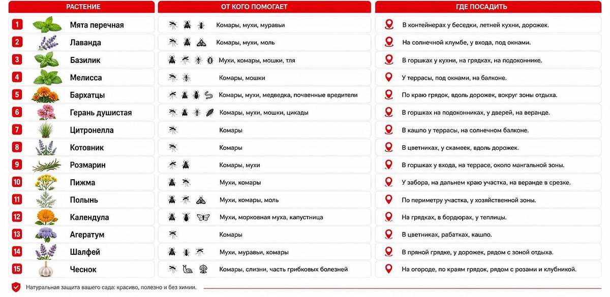 Природные репелленты на дачном участке